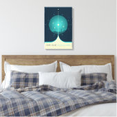 Sci-Fi Ad、ブルーアトミック時計、深い宇宙 キャンバスプリント (インサイチュ (寝室))
