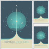 Sci-Fi Ad、ブルーアトミック時計、深い宇宙 シール (正面)