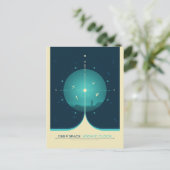 Sci-Fi Ad、ブルーアトミック時計、深い宇宙 ポストカード (スタンド正面)