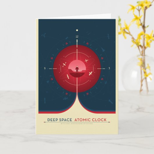 Sci-Fi Ad、赤原子時計、深い宇宙 カード (黄色い花)