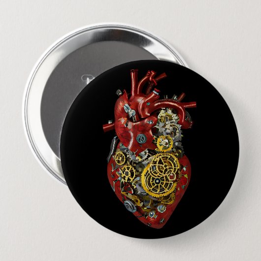 Sci Fi Art Steampunk Human Heart Anatomy  缶バッジ (正面&裏面)