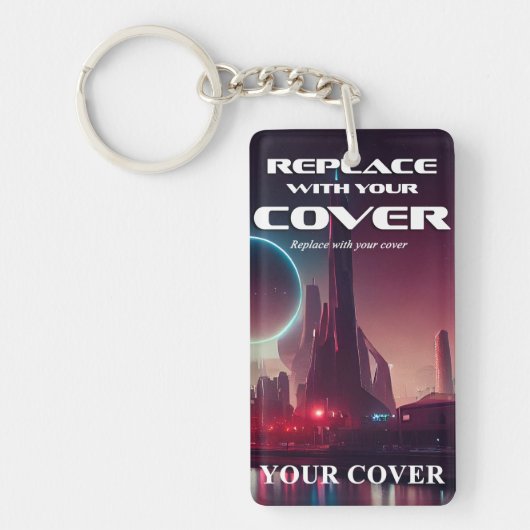 Sci Fi Book Cover & Quote Personalized Author Swag キーホルダー (正面)