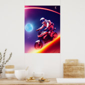 Sci-Fi Digital Art & Wall Decor宇宙飛行士バイクもしくは自転車に乗る人 ポスター (キッチン)