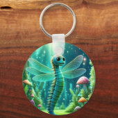 Sci-Fi fantasy art with dragonfly and mushroom art キーホルダー (正面)