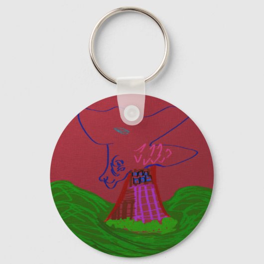 Sci-fi Fantasy Creature Landscape Keychain キーホルダー (正面)