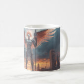Sci-Fi Fantasy Cyberpunk Mug. Sentinel of Crimson コーヒーマグカップ (正面右)