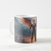 Sci-Fi Fantasy Cyberpunk Mug. Sentinel of Crimson コーヒーマグカップ (正面左)