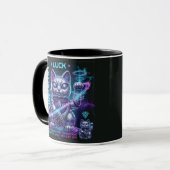 Sci-Fi Lucky Cat Maneki Neko Cosmic Charm グラフィック マグカップ (正面左)