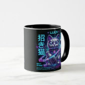 Sci-Fi Lucky Cat Maneki Neko Cosmic Charm グラフィック マグカップ (正面右)