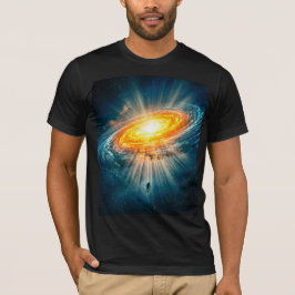 Sci-Fi Space Golden Galaxy Astronaut Glowing Art Tシャツ
