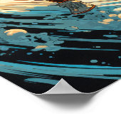 Sci-Fi SurrealismのSteampunk宇宙飛行士サーフィンP ポスター (角)