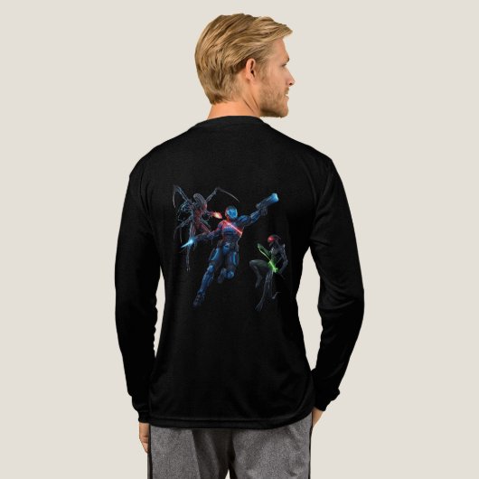 Sci-Fi Warrior vs Aliens | ハイパーアニメTシャツ トライブレンドＴシャツ (背面全体)
