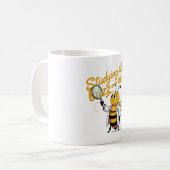 Science おもしろい Bee Mug - "Studing the Buzz-ness" コーヒーマグカップ (正面左)