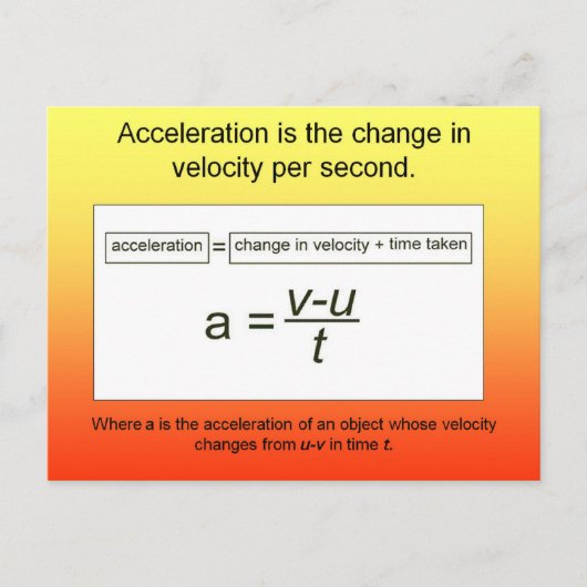 Science, Accelerationは速度の増加 ポストカード (正面)