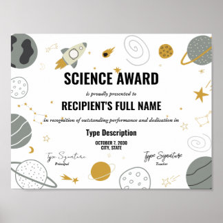 Science award with space theme ポスター