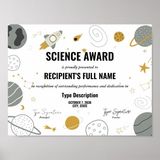 Science award with space theme ポスター (正面)