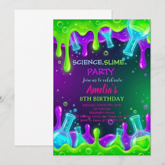 Science Birthday Invitation Science Invite 招待状 (正面/裏面)
