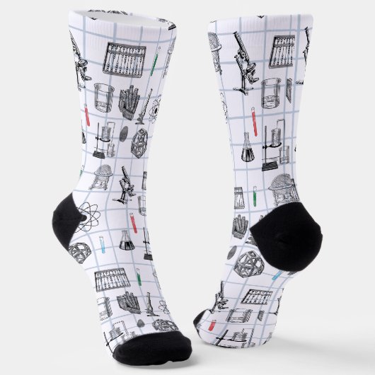 Science Chemistry Scientist Pattern ソックス (傾斜あり)