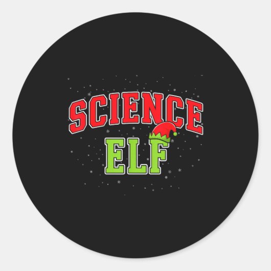 Science Elf Christmas Family Matching Group Xmas S ラウンドシール (正面)