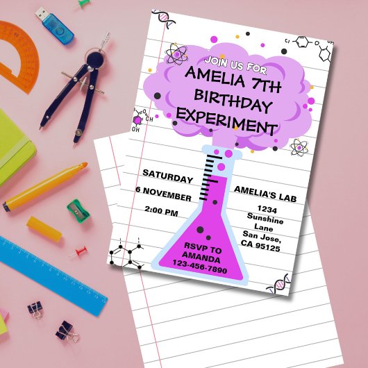 Science Experiment Birthday Invitation 招待状