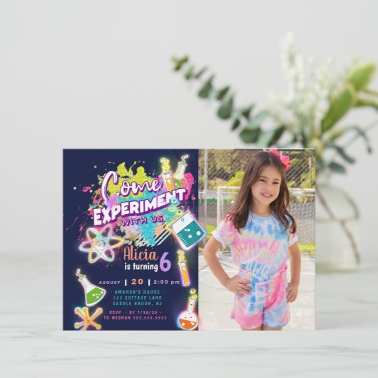 Science Experiment Invitation with photo 招待状 (スタンド正面)