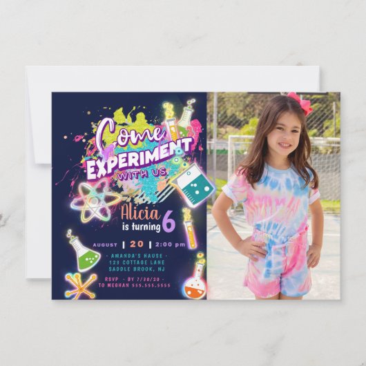 Science Experiment Invitation with photo 招待状 (正面)