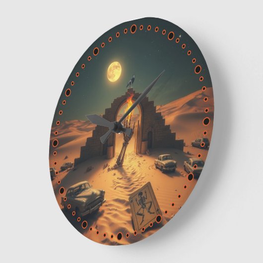 science fiction fantasy world surrealist desert ラージ壁時計 (傾斜)
