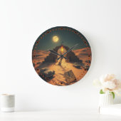 science fiction fantasy world surrealist desert ラージ壁時計 (ホーム)