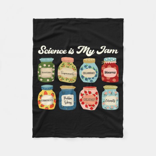 Science Is My Jam Teacher Shirt Stem Student Educa フリースブランケット (正面)