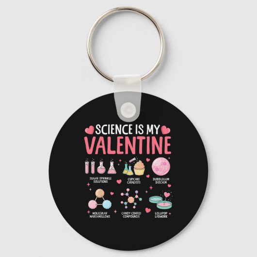 Science Is My Valentine Stem Love Chemistry Hearts キーホルダー (正面)