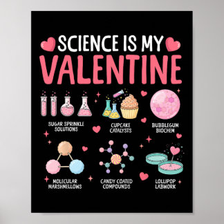 Science Is My Valentine Stem Love Chemistry Hearts ポスター