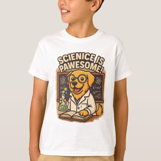 Science Is Pawesome - Dog Scientist Tシャツ (正面)