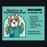 Science Lab Dogポスター ポスター<br><div class="desc">科学の瞬間のために立ち止まる。マイクロピペット、ビーカー、試験管を備えた安全ガラスを身に着けた可愛い犬科学者が学校の科学研究室クラスで。</div>