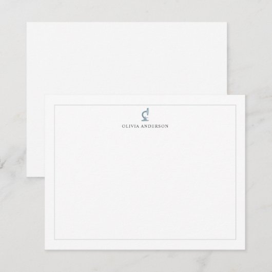 Science Microscope Gray Border Personalized ノートカード (正面/裏面)