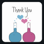 Science of Love Thank You Stickers スクエアシール<br><div class="desc">だからおもしろいとネディは愛の科学の結婚感謝ステッカーのペアは、青と明るい赤紫色の中の一つは、かわいいハートの泡を特徴とする。この予測できなデザインはユニーク、性格に合った思い出に残るものを欲しがるオタクなカップルに最適予測できな!簡単カスタマイズは、単に提供された宇宙にあなたの結婚式の日の詳細を追加する。「クリックIt」ボタカスタマイズンで、追加のパーソナライズ・オプションを検索する。</div>