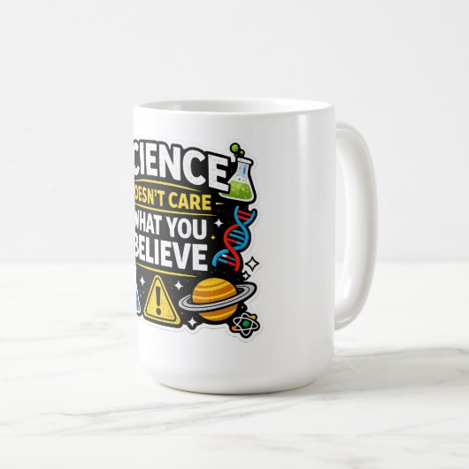 Science Over Belief – Funny Science Quote Design コーヒーマグカップ (正面右)
