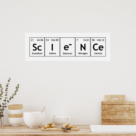 ScIeNCe Periodic Table Elements Word Chemistry ポスター (キッチン)