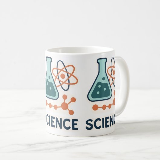 Science Subject Sticker - Flask, Molects & Atom コーヒーマグカップ (正面右)