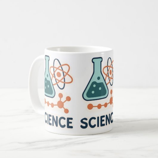 Science Subject Sticker - Flask, Molects & Atom コーヒーマグカップ (正面左)
