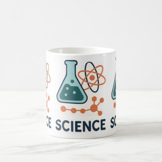 Science Subject Sticker - Flask, Molects & Atom コーヒーマグカップ (中央)