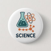 Science Subject Sticker - Flask, Molects & Atom 缶バッジ (正面)