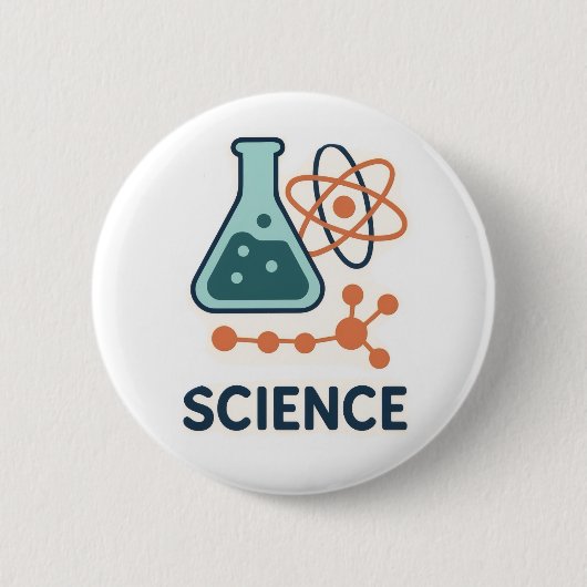 Science Subject Sticker - Flask, Molects & Atom 缶バッジ (正面)