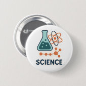 Science Subject Sticker - Flask, Molects & Atom 缶バッジ (正面&裏面)