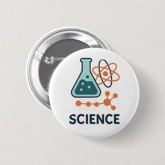 Science Subject Sticker - Flask, Molects & Atom 缶バッジ (正面&裏面)