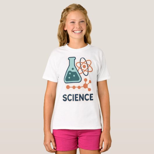 Science Subject Sticker - Flask, Molects & Atom Tシャツ (正面フル)