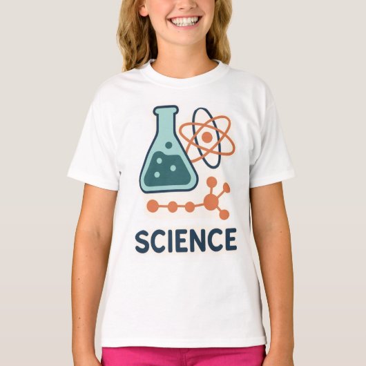 Science Subject Sticker - Flask, Molects & Atom Tシャツ (正面)