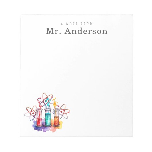 Science Teacher Chemistry Test Tubes ノートパッド (正面)