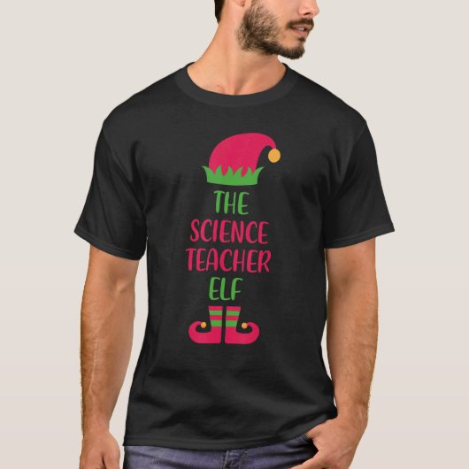 Science Teacher Elf Family Matching Christmas Wome Tシャツ (正面)