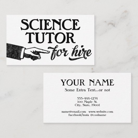 Science Tutor名刺 – カッコいいヴィンテージ 名刺 (正面/裏面)