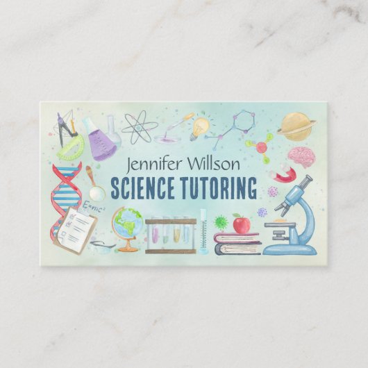 Science Tutoring -先生水彩画 名刺 (正面)